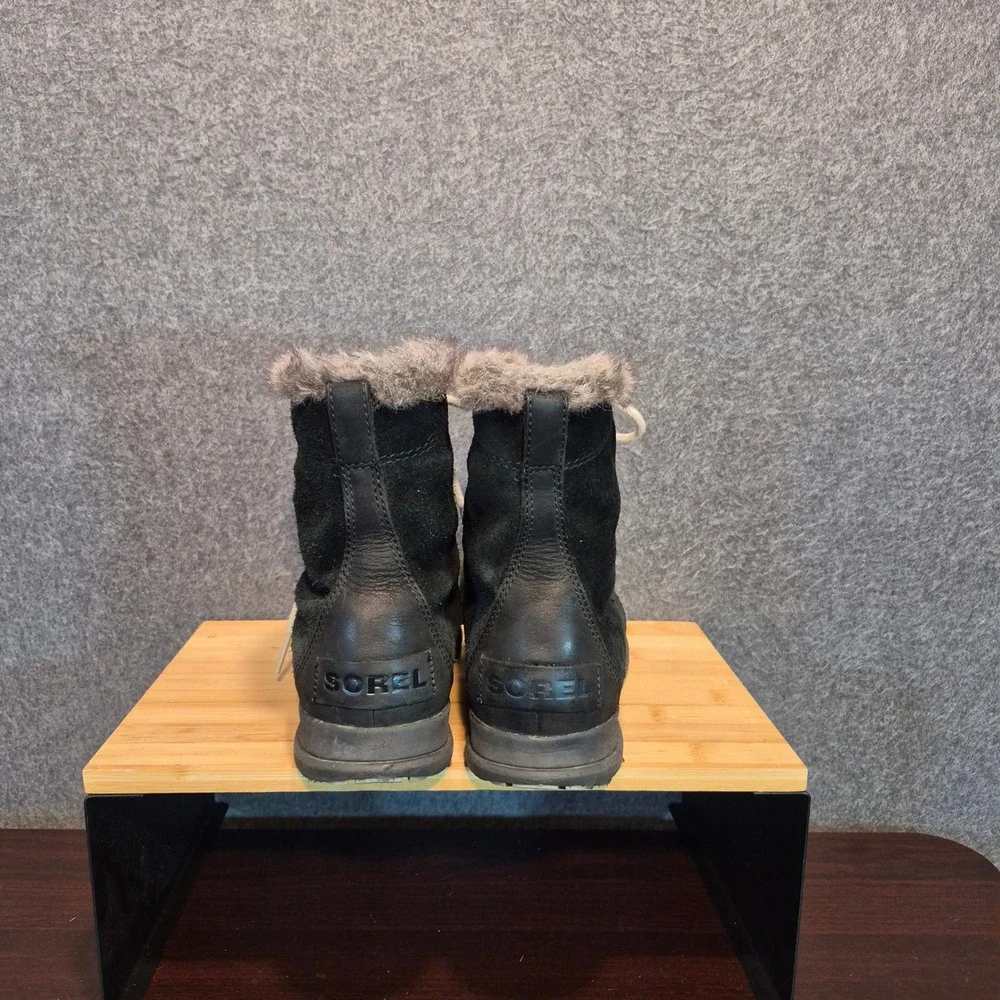 Sorel Explorer Joan Winter Boot Black Lightweight Waterproof Suede Womens Sz 8.5